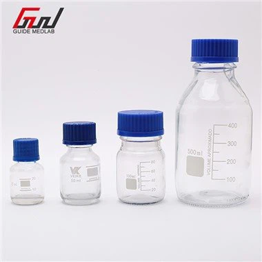 Stikla reaģenta pudele ar skrūvējamu vāciņu